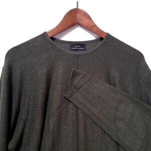ZARA Textured Knit Crew Neck Sweater Men XL‎ Olive Green Preppy Layer Versatile